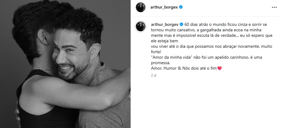 Publicação de Arthur em homenagem ao Carlos || Reprodução: Redes Sociais 