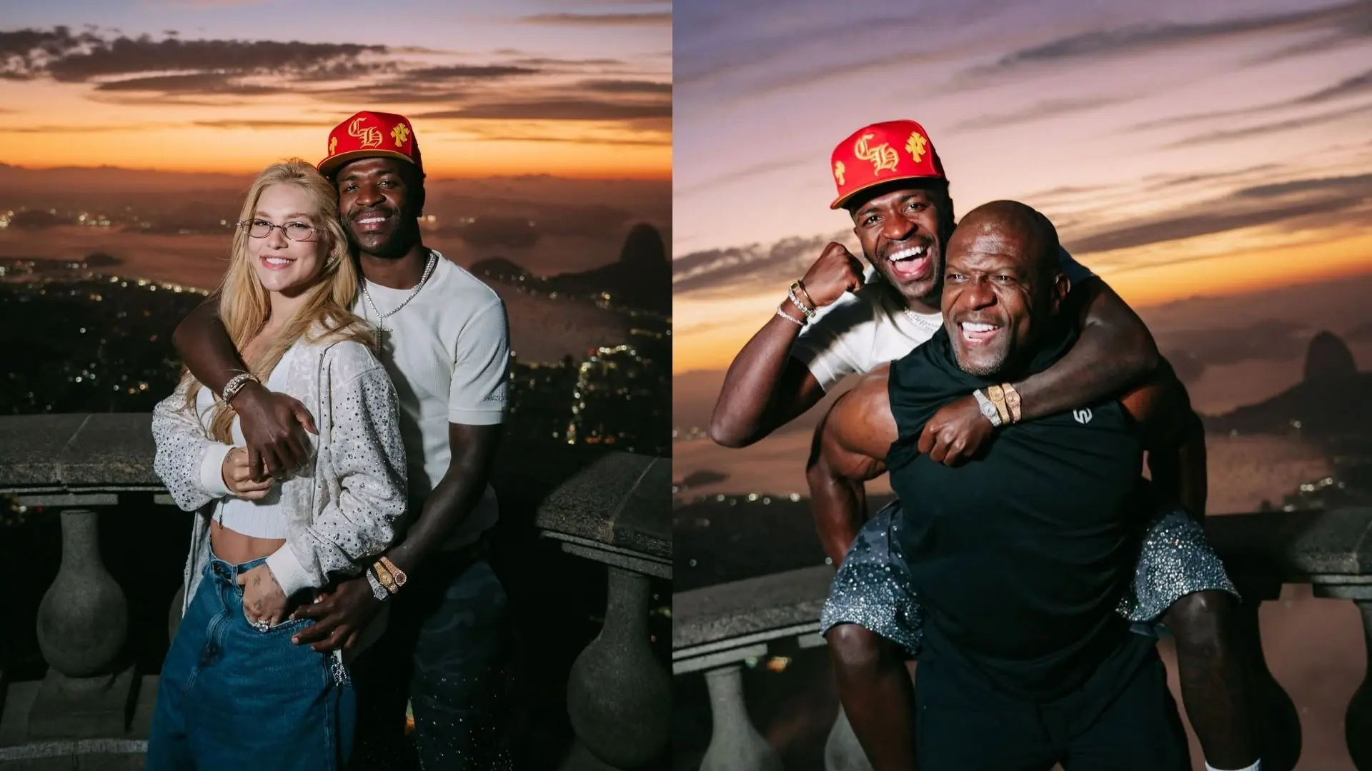 Virginia e Vini Jr. encontram Terry Crews no Cristo Redentor e surpreendem fãs (Foto: Reprodução/Redes sociais)