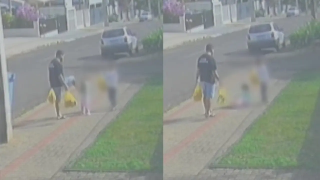 Pai chutando a filha de  3 anos (Foto: reprodução)