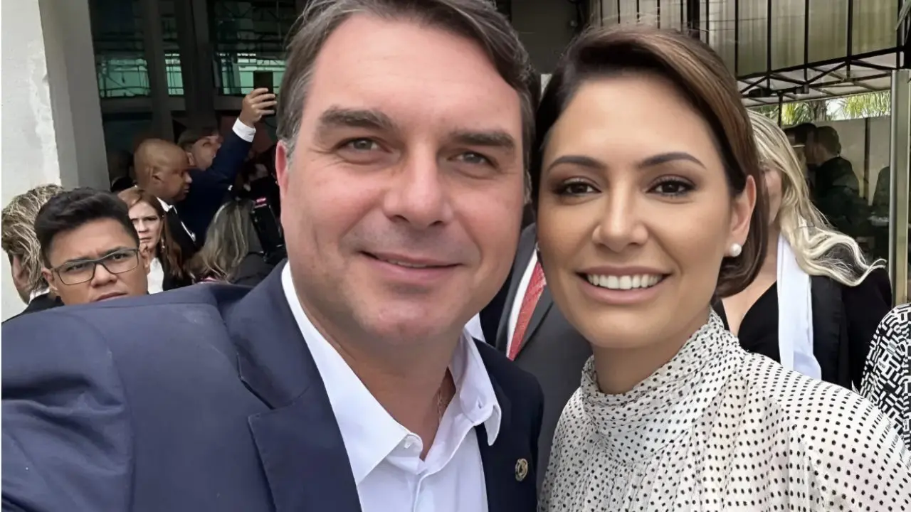 Flavio e Michelle Bolsonaro (Foto: reprodução)