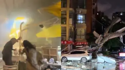 Homem é lançado de apartamento do 12º andar durante tornado na China