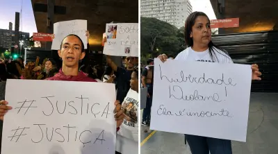 Fã se emociona e chora durante ato pró-Deolane na Paulista