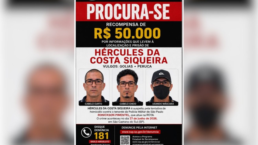A SSP está oferecendo recompensa de R$ 50 mil por informações - Foto: Divulgação/SSP
