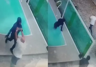 Pai joga criminoso em piscina e salva filha mantida refém por quatro horas; veja vídeo